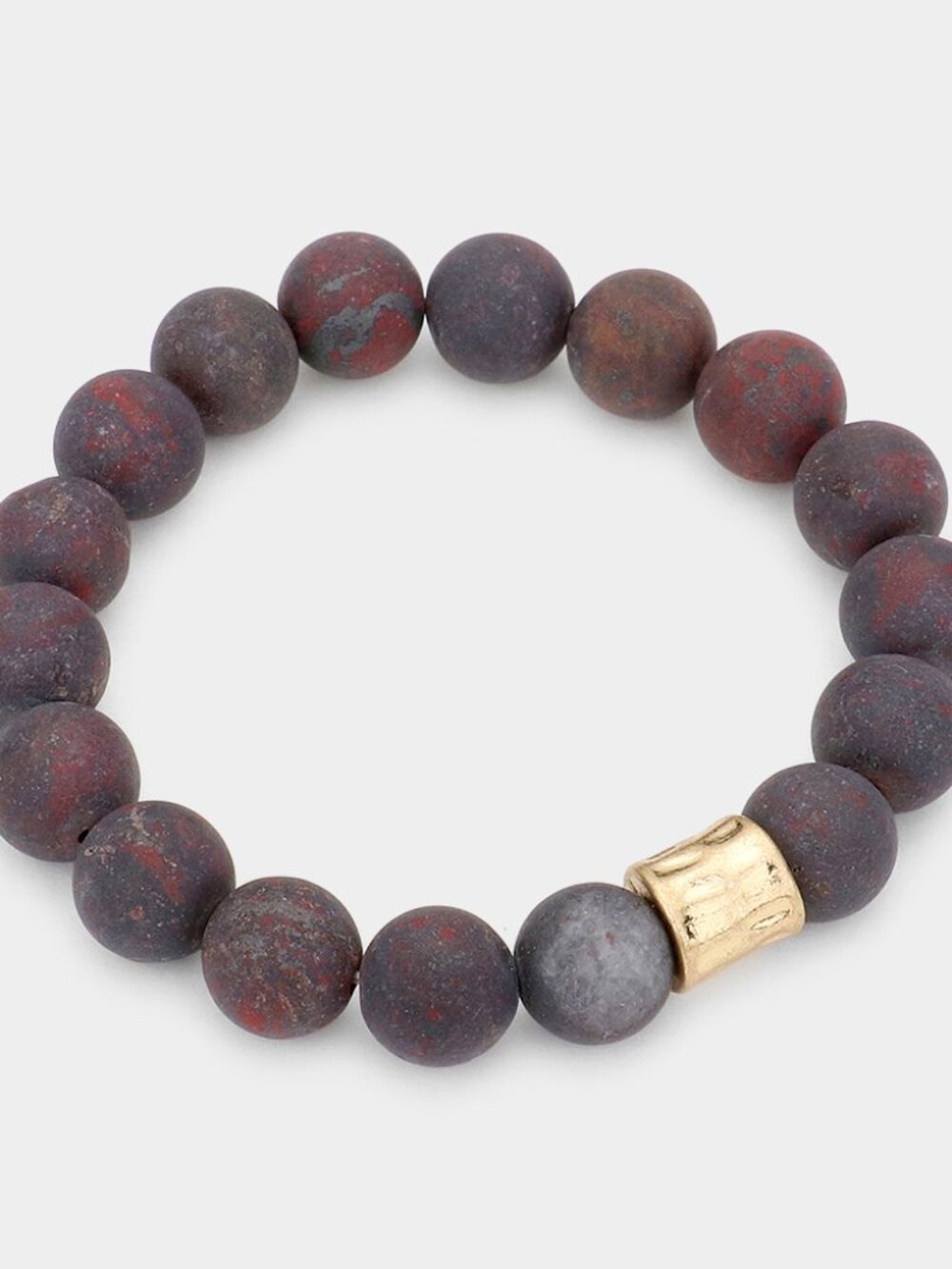 Brecciated Jasper Semi Precious Stone Beaded Stretch Bracelet - Boho Stacking